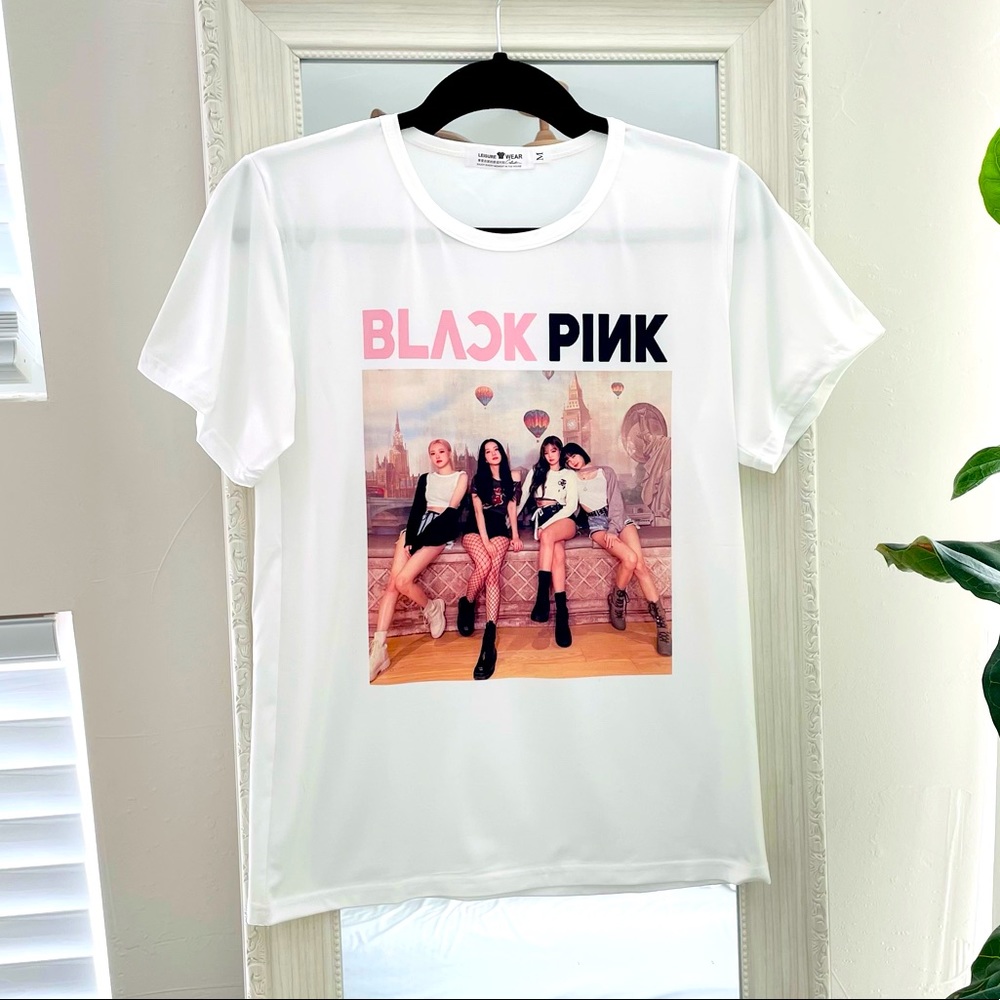 New Blackpink K-pop Korean fashion band rare item white tee t-shirt